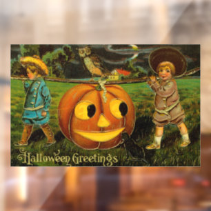 Kids Halloween Jack-o-Lantern Pumpkin Harvest  Window Cling