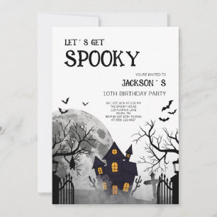 Kids Halloween Let´s Get Spooky 10th Birthday Invitation