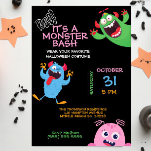 Kids Halloween Monster Mash Bash Party Invitation