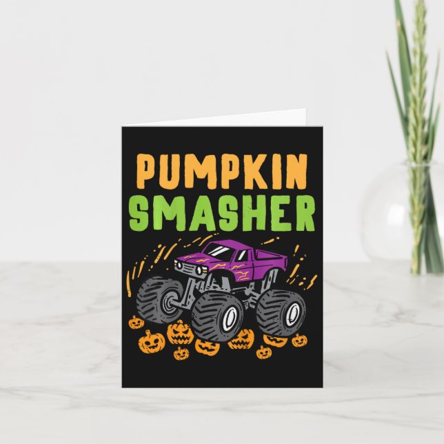 Kids Halloween Monster Truck Pumpkin Smasher Boys  Card (Front)