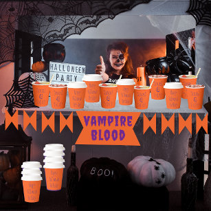 Kids Halloween Name And Age Orange Birthday Party Paper Cups
