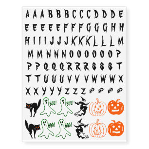 Kids Halloween Party Alphabet Pumpkin Witch Cat Temporary Tattoos