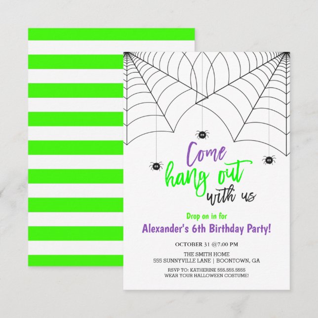 Kids Halloween Party Birthday Invitation (Front/Back)