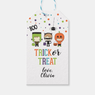 Kids Halloween Party Colorful Trick or Treat Gift Tags