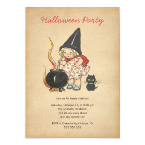 Kids Halloween Party Cute Witch's Brew Black Cat Card