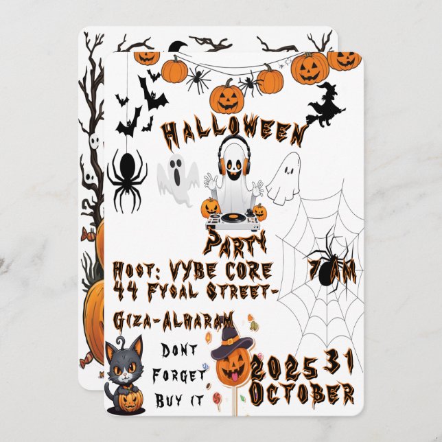Kids Halloween Party Invitation (Front/Back)