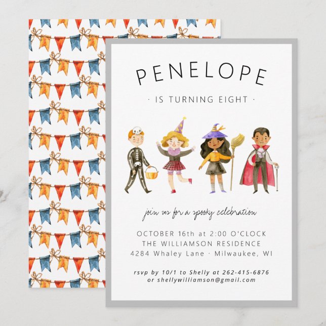 Kids Halloween Party Invitation (Front/Back)