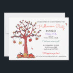 Kids Halloween Party  Invitation<br><div class="desc">This adorable kids halloween party invitation features illustration of an Autumn tree full of cute jack o lanterns and seasonal decorative party flag banners hanging from the branches. Purple birds enjoy their spooky-cute home and are ready for Halloween night trick or treating! Makes a perfect design for your friendly, non-scary...</div>