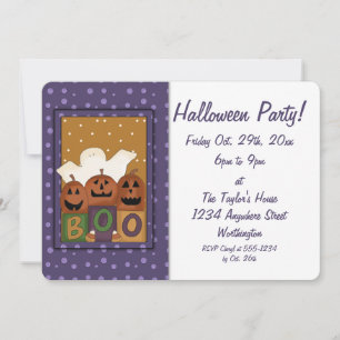 Kid's Halloween Party Invitation Ghost Boo