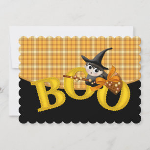 Kid's Halloween Party Invitation Little Boo Witch