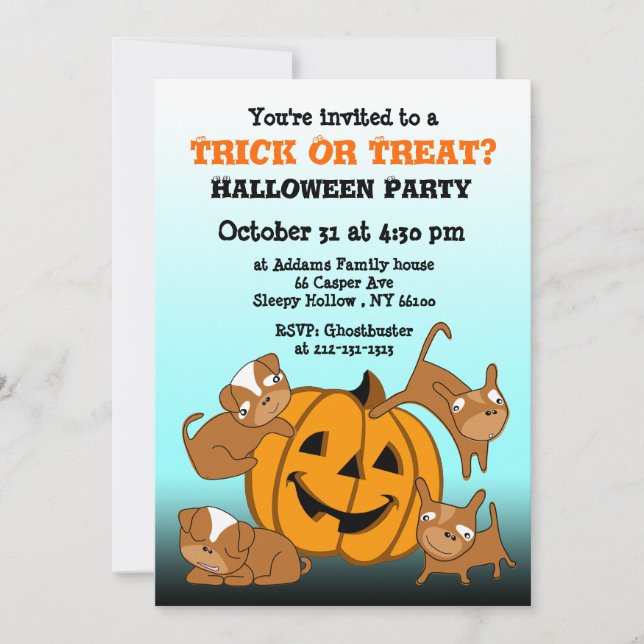 Kids Halloween Party Invitation Puppy (Front)