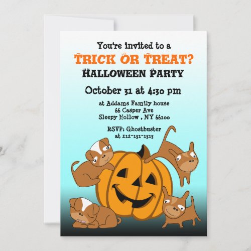 Kids Halloween Party Invitation Puppy