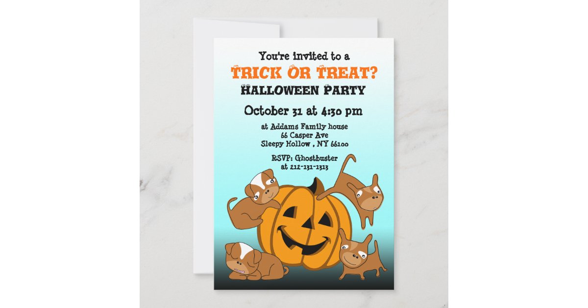 Kids Halloween Party Invitation Puppy Zazzle