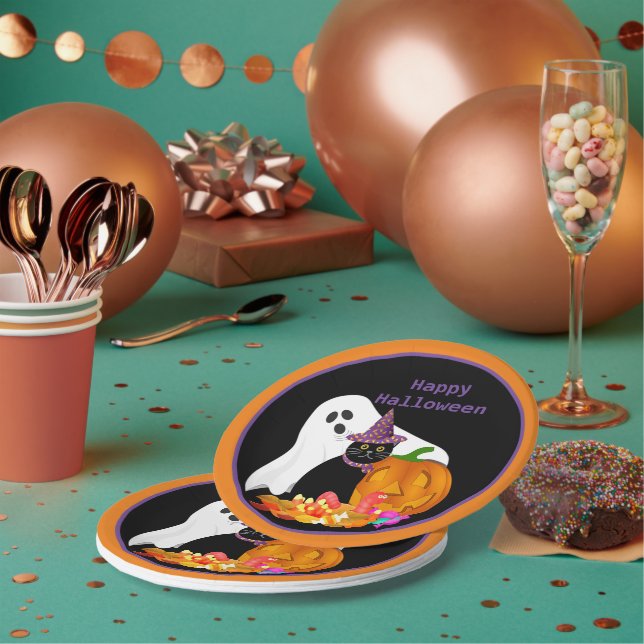 Kids Halloween Party Paper Plates (Multi)
