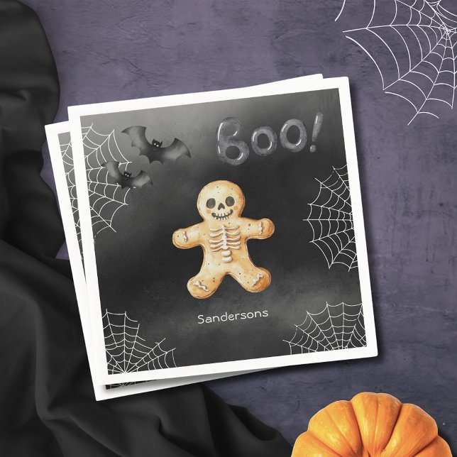 Kids Halloween Party Skeleton Black Paper  Napkins (Creator Uploaded)