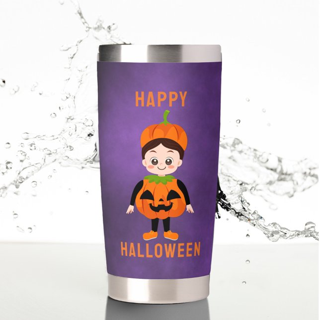 Kids’ Halloween Pumpkin Costume Custom Name Insulated Tumbler (Creator Uploaded)