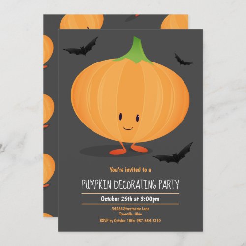 Kids Halloween Pumpkin Decorating Party Invitation