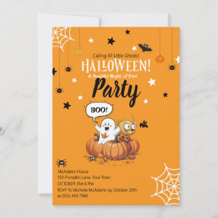 Kids Halloween Pumpkin Ghost Invitation