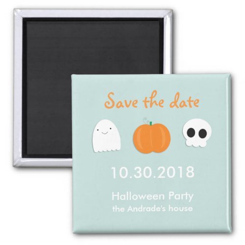 Kids Halloween Save Date Cute Ghost Skull Pumpkin Magnet