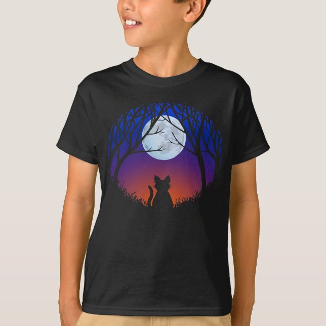 Kid's Halloween Shirt Black Cat Kid's Shirt Tee (Front)
