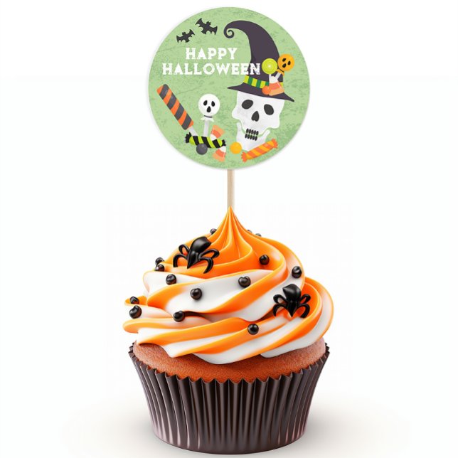 Kids Halloween Skull & Candy Favor Sticker (Halloween Party Favor Sticker)