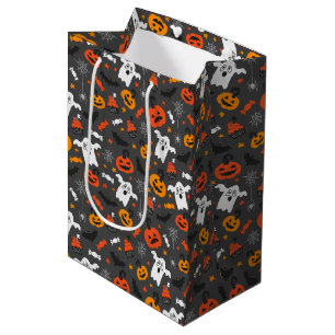 Kids Halloween Spider Webs Ghosts Cupcakes Pumpkin Medium Gift Bag