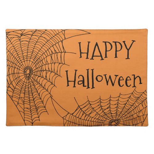 Kids Halloween Spiderwebs Happy Halloween Cloth Placemat