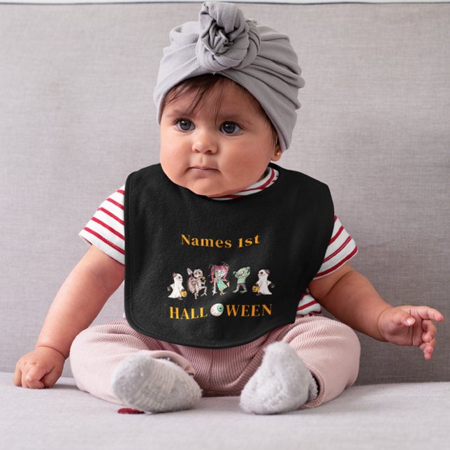 Kids halloween spooky baby bib (personalized babys first halloween bib )