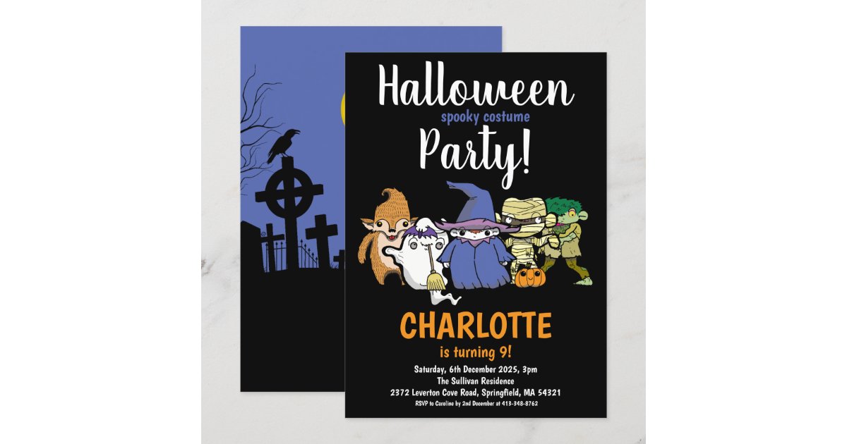Kids Halloween Spooky Birthday Party Invitation | Zazzle