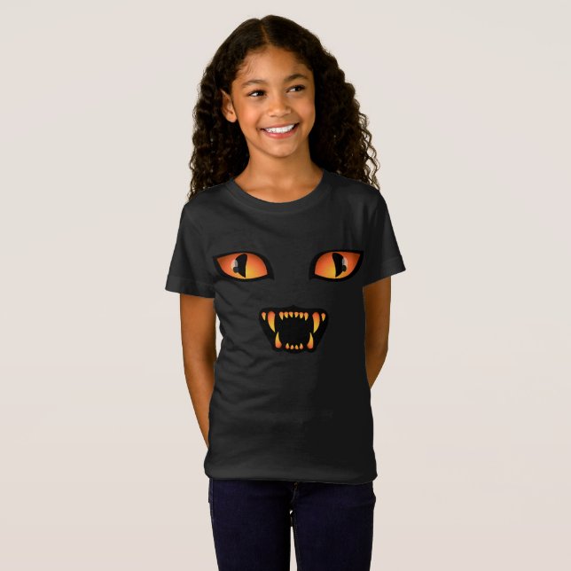 Kid's Halloween T-shirt Spooky Black Cat Kid's Tee (Front Full)