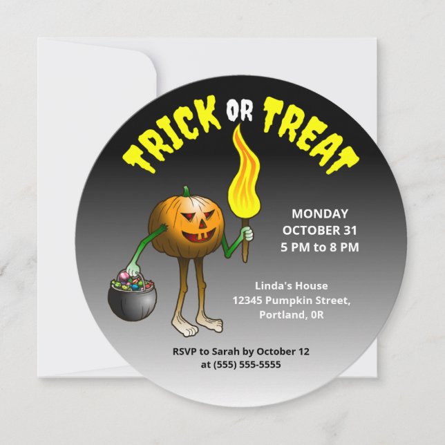 Kids Halloween Trick or Treat Party Invitation (Front)