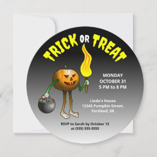 Kids Halloween Trick or Treat Party Invitation