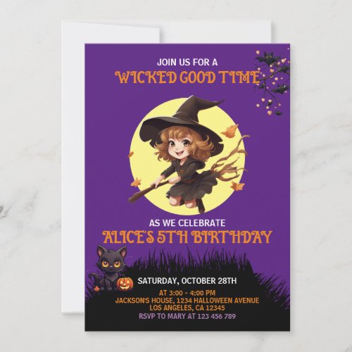 Kids Halloween Wicked Birthday Party Invitation