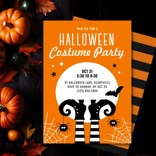 Kids Halloween Witch Feet Costume Party Invitation