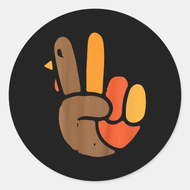 Kids Hand Peace Sign Thanksgiving Day Cool Symbol  Classic Round Sticker (Front)