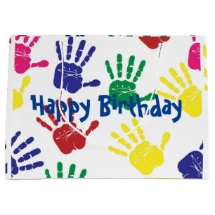 Kids Hand-Print Happy Birthday Gift Bag - Large