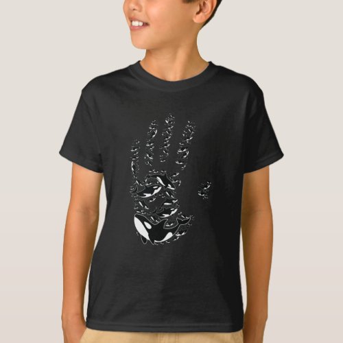 Kids Handprint Orca Killer Whale T_Shirt