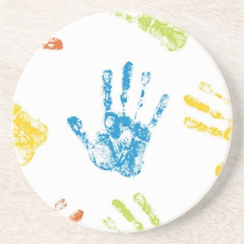 Kids Handprints Drink Coaster by GroovyFinds at Zazzle