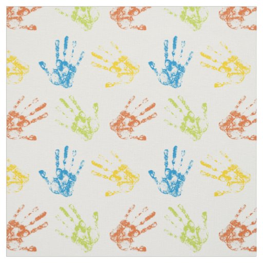 Kids Handprints in Paint Fabric Zazzle