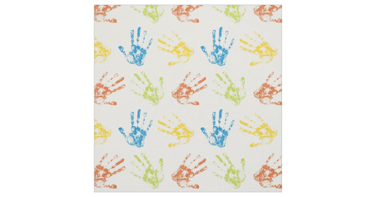 Kids Handprints in Paint Fabric Zazzle
