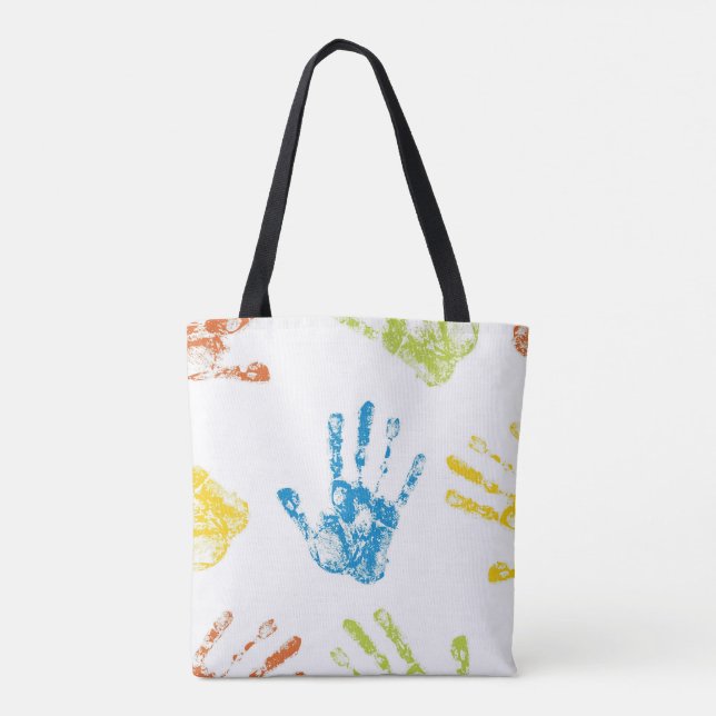 Kids Handprints in Paint Tote Bag (Back)