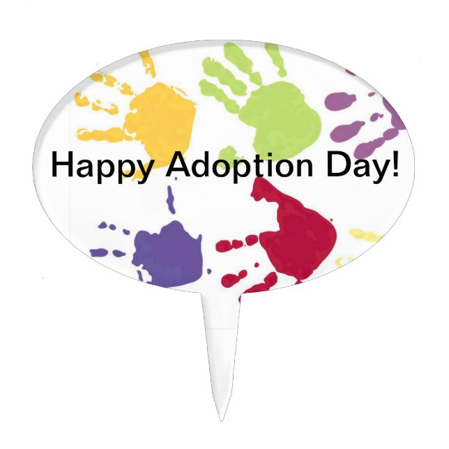 Kids Hands Happy Adoption Day Cake Topper (Front)