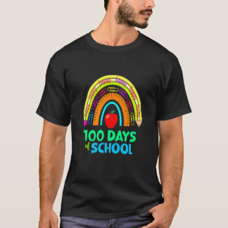 Kids Happy 100 days of School Cute Rainbow Pencil  T-Shirt