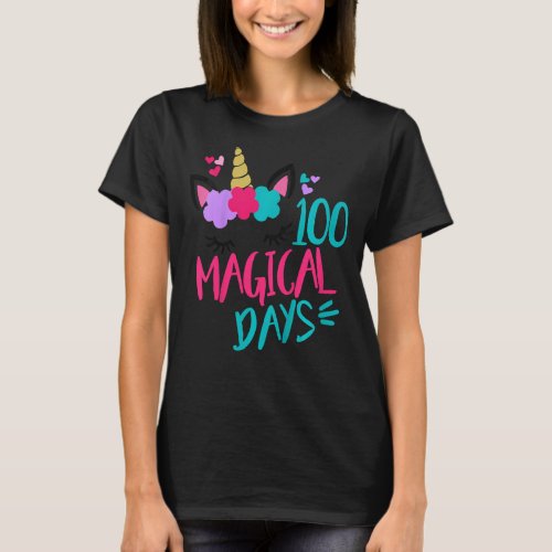 Kids Happy 100th Day Of School Unicorn 100 Magical T_Shirt