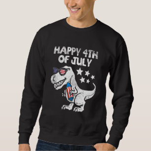 Kids Happy 4th Of July Boys Toddler Trex Dinosaur  Sweatshirt
