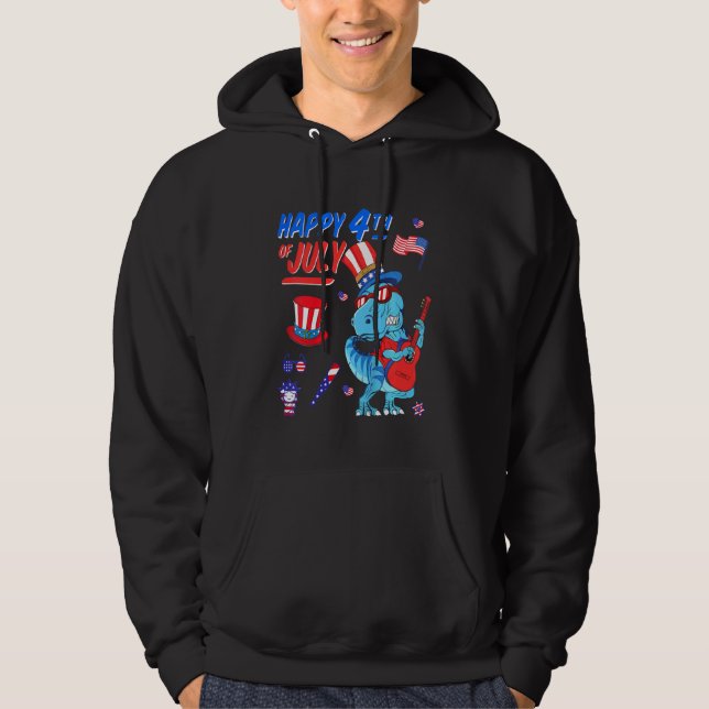 Kids Happy 4th Of July T-Rex Dino Dinosaur Baby To Hoodie (Front)