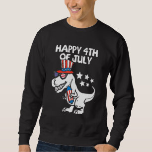 Kids Happy 4th Of July T-Rex Dino Dinosaur Baby To Sweatshirt