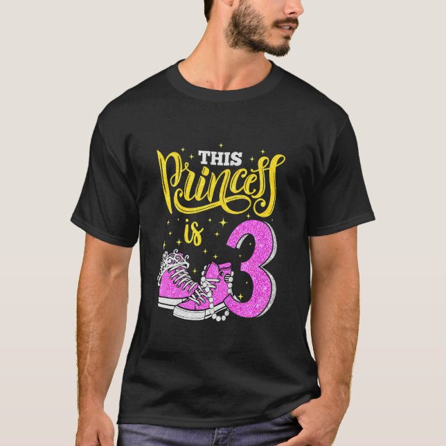 Kids Happy 9th Birthday  For Girls Sneakers Crown  T-Shirt (Front)