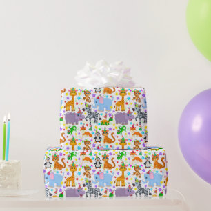 Kids Happy Animal Birthday Wrapping Paper