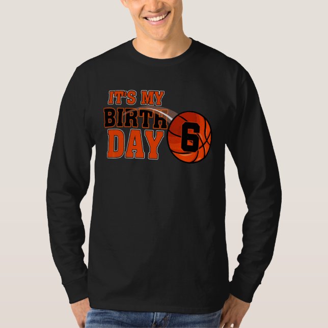 Kids Happy Birthday 6th 6 Year Old Basketball Boys T-Shirt (Front)